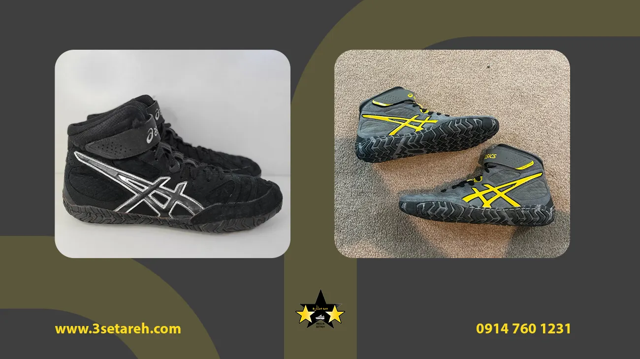مقایسه کفش کشتی اسیکس چسبی با مدل های بنددار